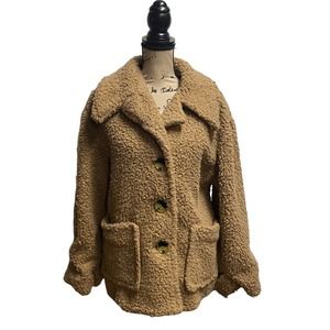 FREE PEOPLE Brown Sherpa Teddy Coat Jacket Medium